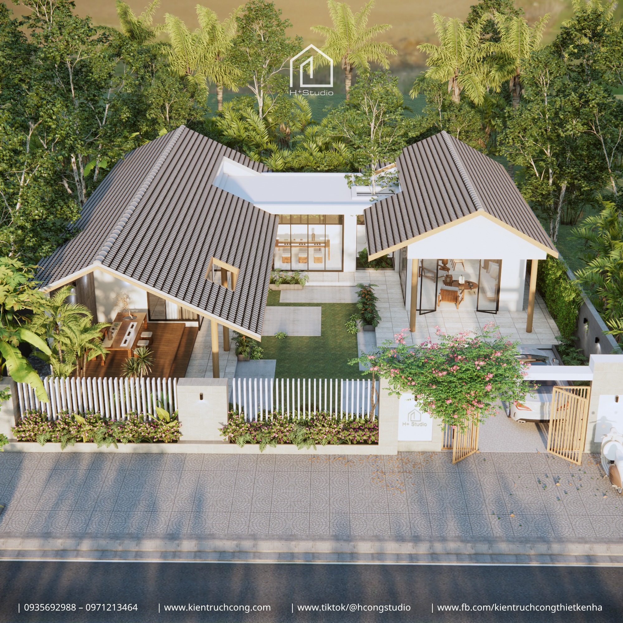 TÂM HOUSE – MẪU NHÀ VƯỜN HIỆN ĐẠI VỚI GIẾNG TRỜI TRUNG TÂM, MANG ÁNH SÁNG VÀO MỌI GÓC NHÀ Ở QUẢNG TRỊ