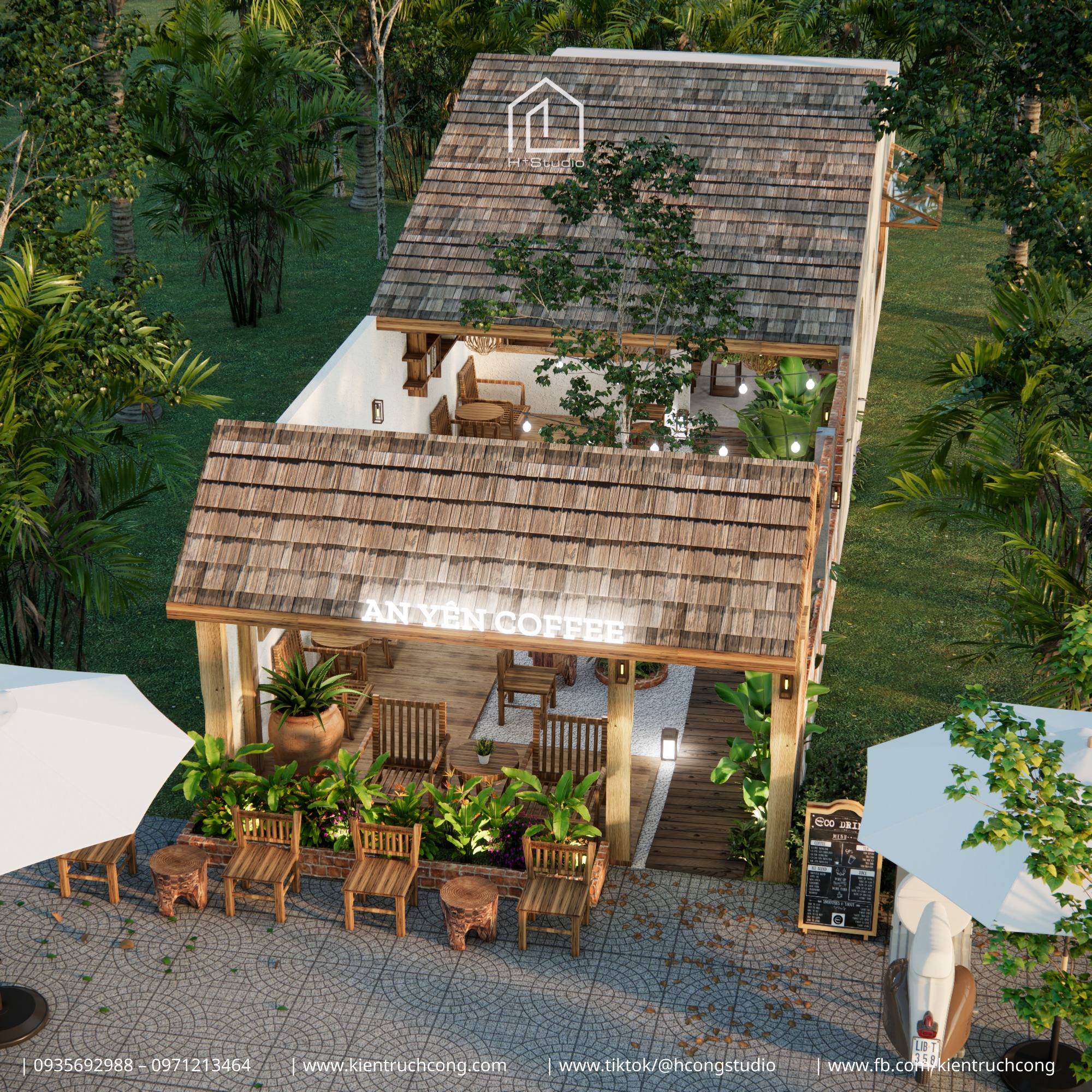 AN YÊN CAFE – KHÔNG GIAN NGOÀI TRỜI THOÁNG ĐÃNG, THIẾT KẾ TỐI GIẢN TẠI KON TUM