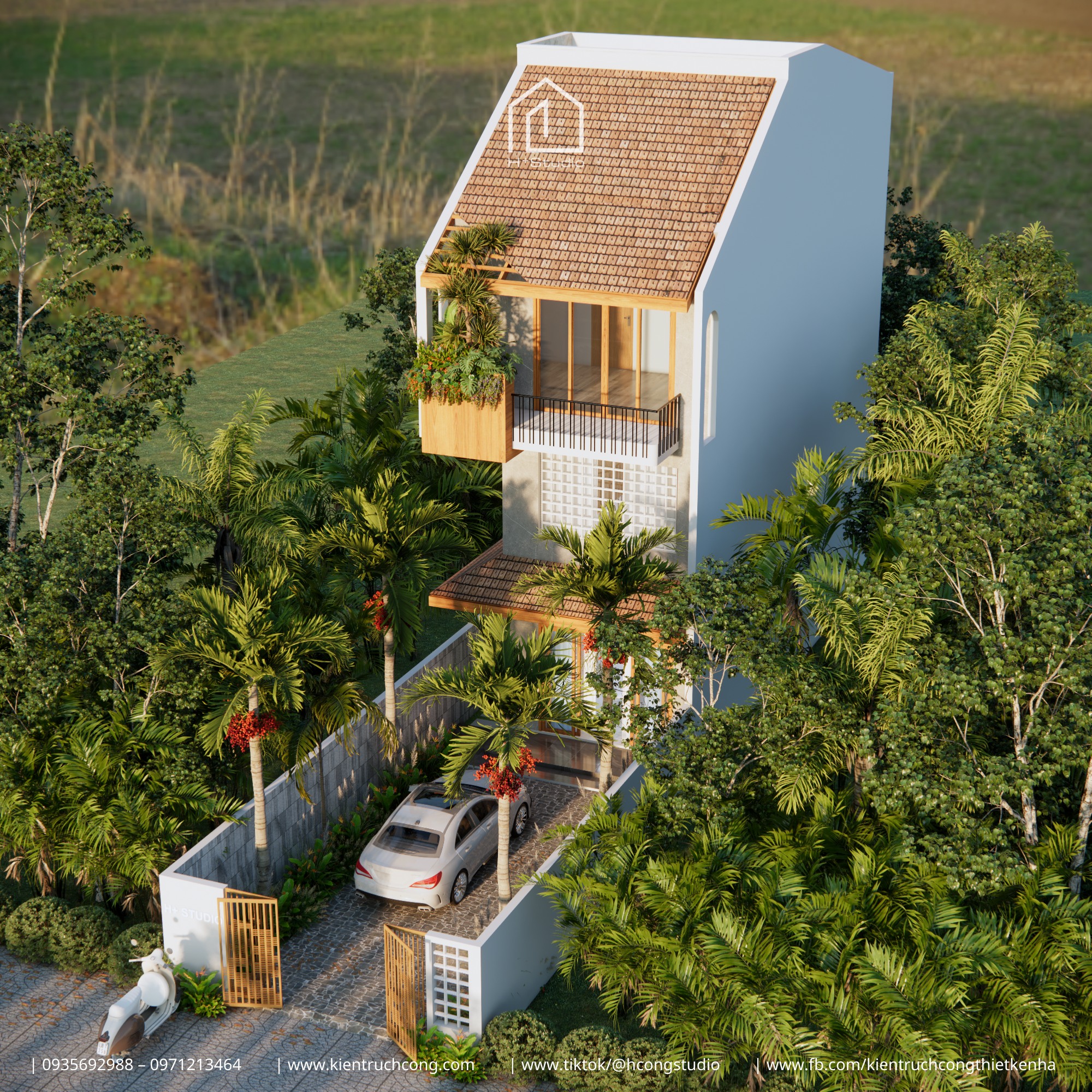 HUYỀN HOUSE – MẶT TIỀN GẠCH KÍNH LẤY SÁNG ĐỘC ĐÁO GIỮA SÀI GÒN