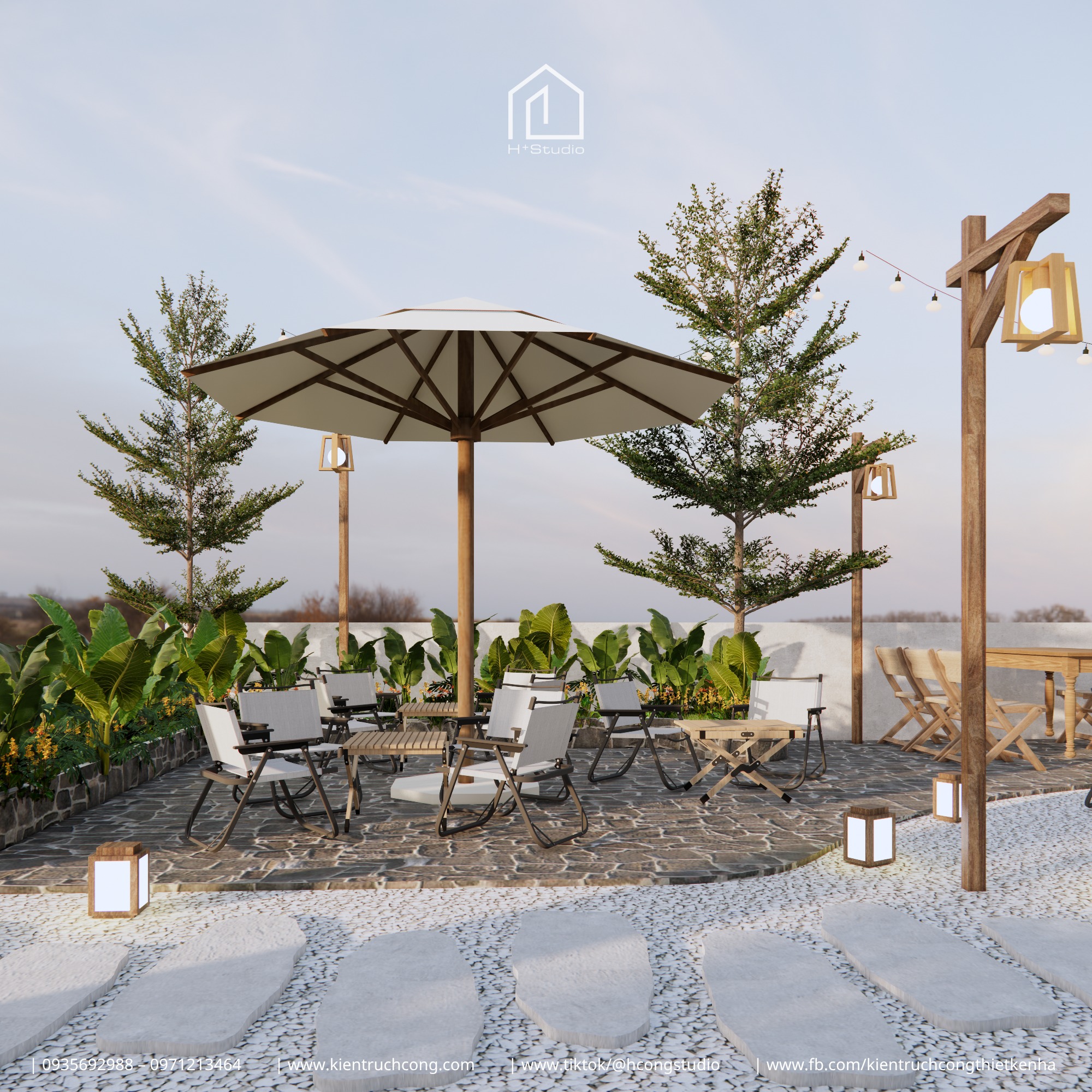 Quán cafe sân vườn tối giản với vật liệu tự nhiên - Hình ảnh 4