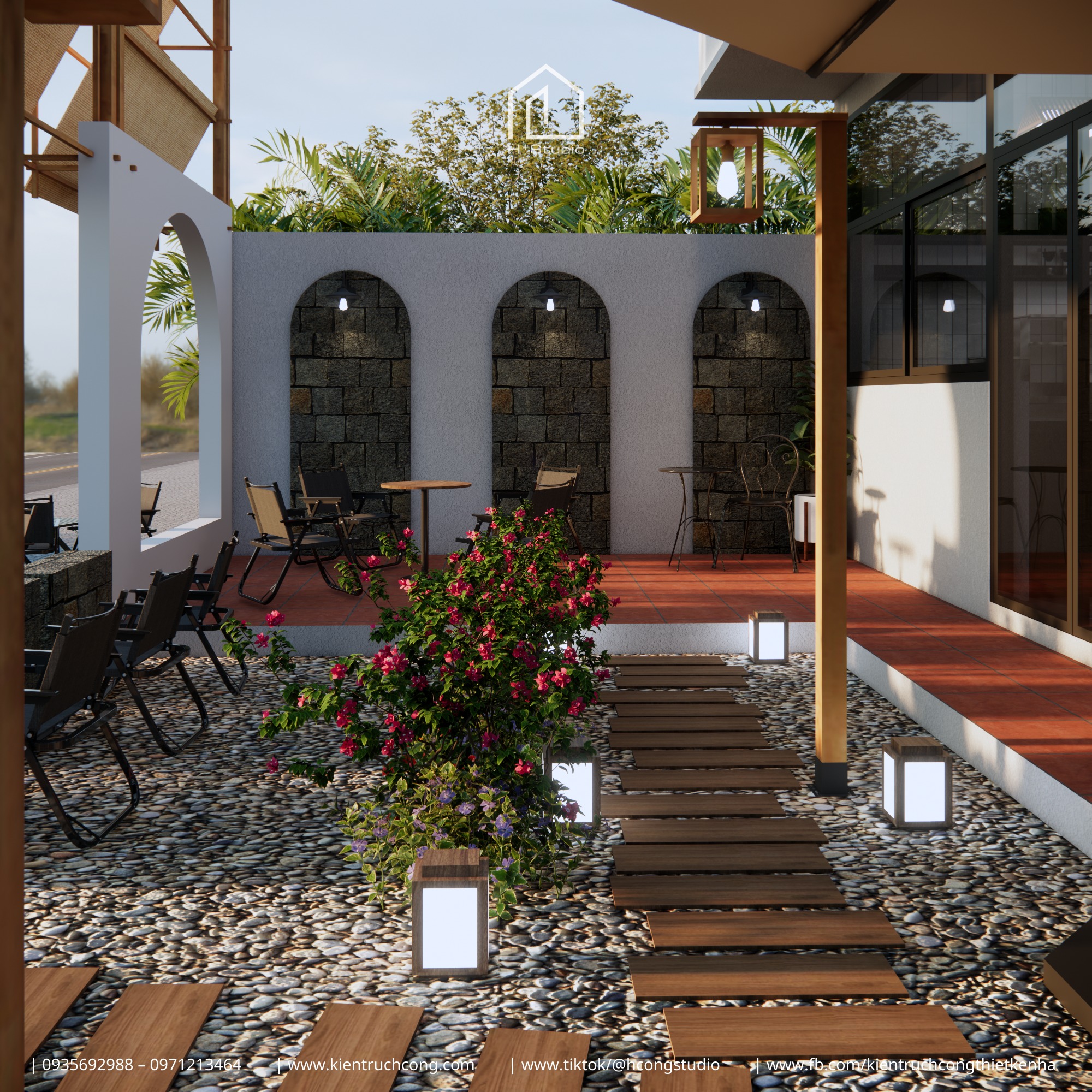 Quán cafe sân vườn phong cách hiện đại - Hình ảnh 4
