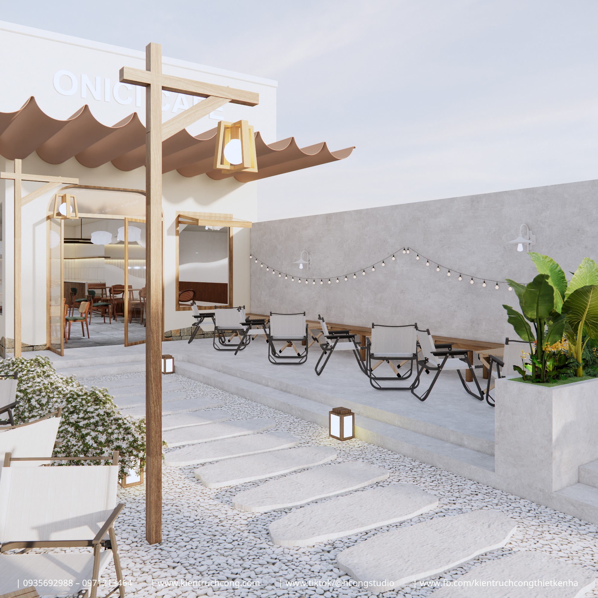 Quán cafe sân vườn tối giản với vật liệu tự nhiên - Hình ảnh 7