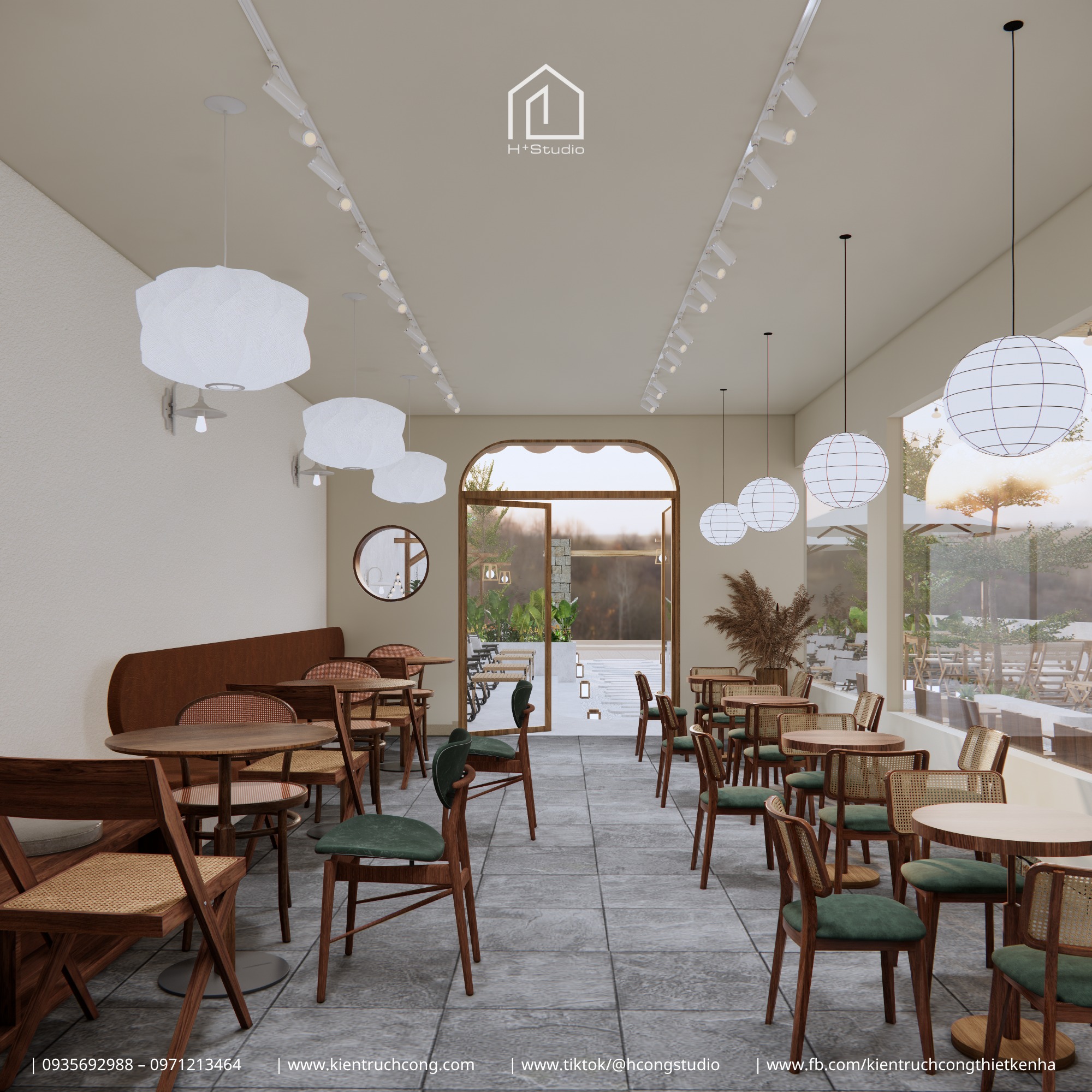 Quán cafe sân vườn tối giản với vật liệu tự nhiên - Hình ảnh 12