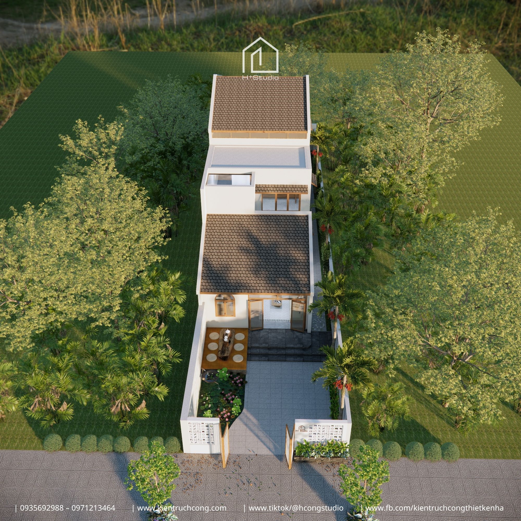 Nhà gác lửng 8x25m – không gian sống từ mộc mạc, cây xanh và ánh sáng - Hình ảnh 2