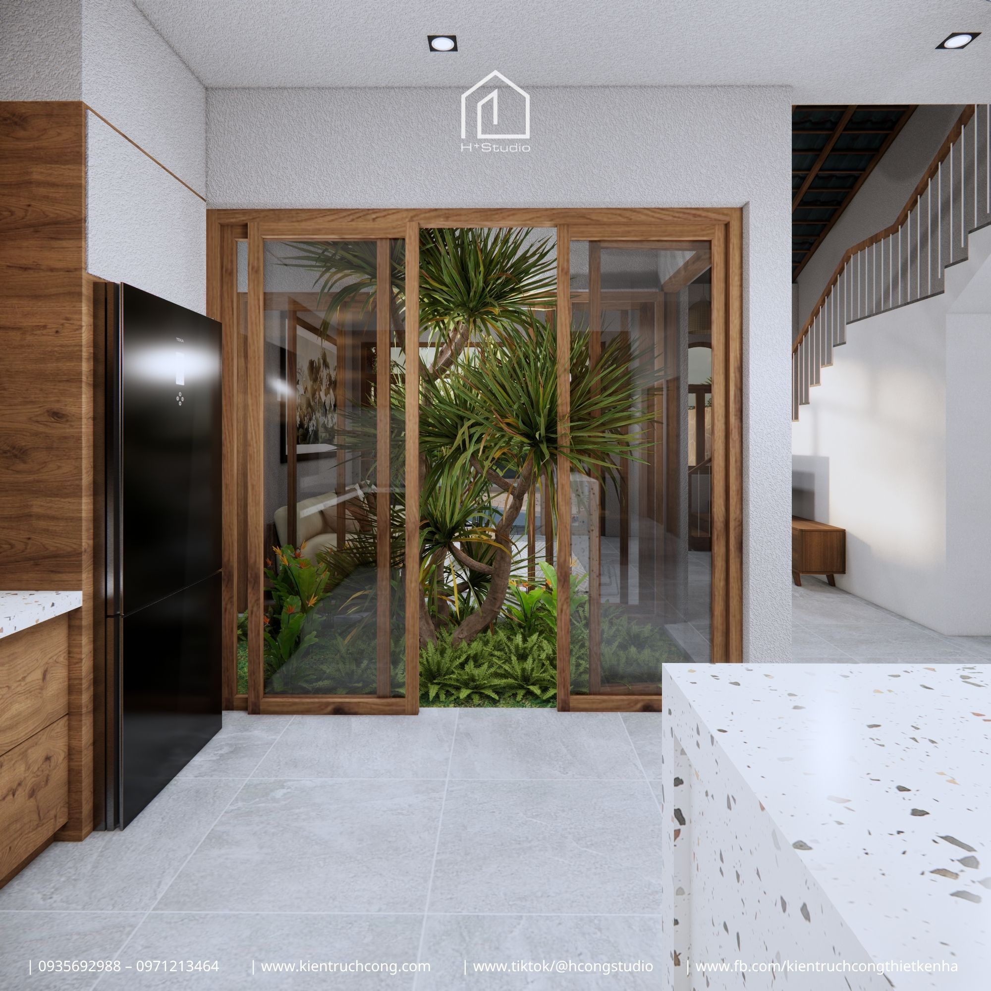 Nhà gác lửng 8x25m – không gian sống từ mộc mạc, cây xanh và ánh sáng - Hình ảnh 12