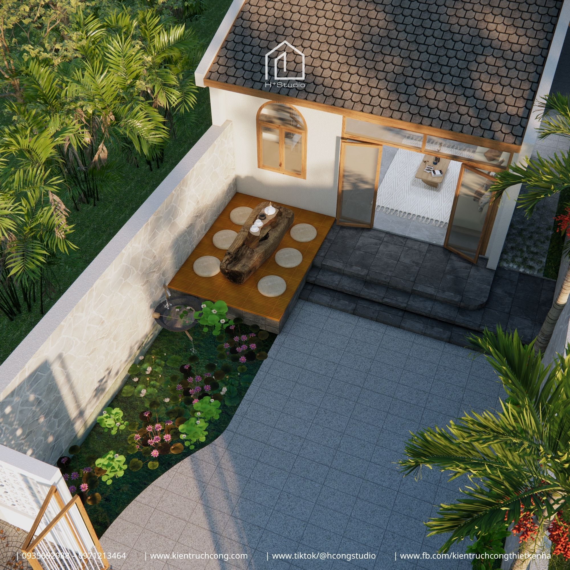 Nhà gác lửng 8x25m – không gian sống từ mộc mạc, cây xanh và ánh sáng - Hình ảnh 5