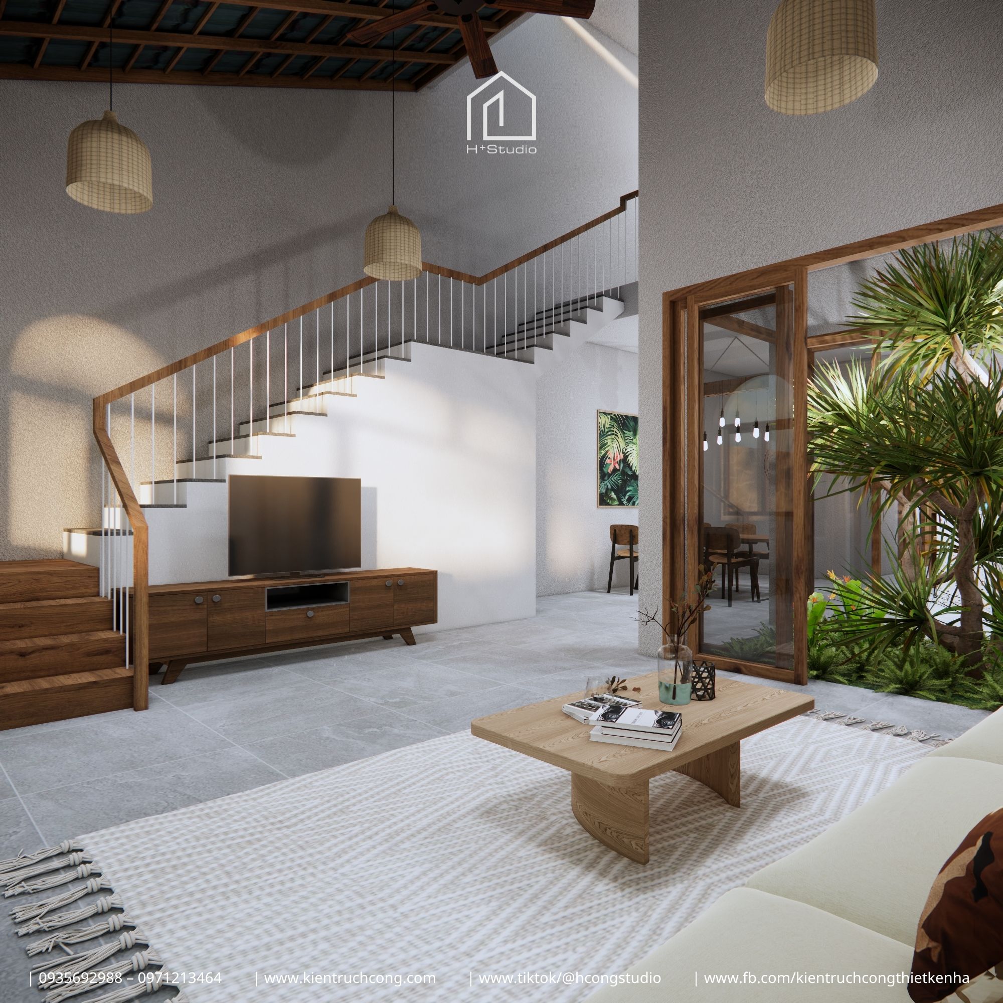 Nhà gác lửng 8x25m – không gian sống từ mộc mạc, cây xanh và ánh sáng - Hình ảnh 8