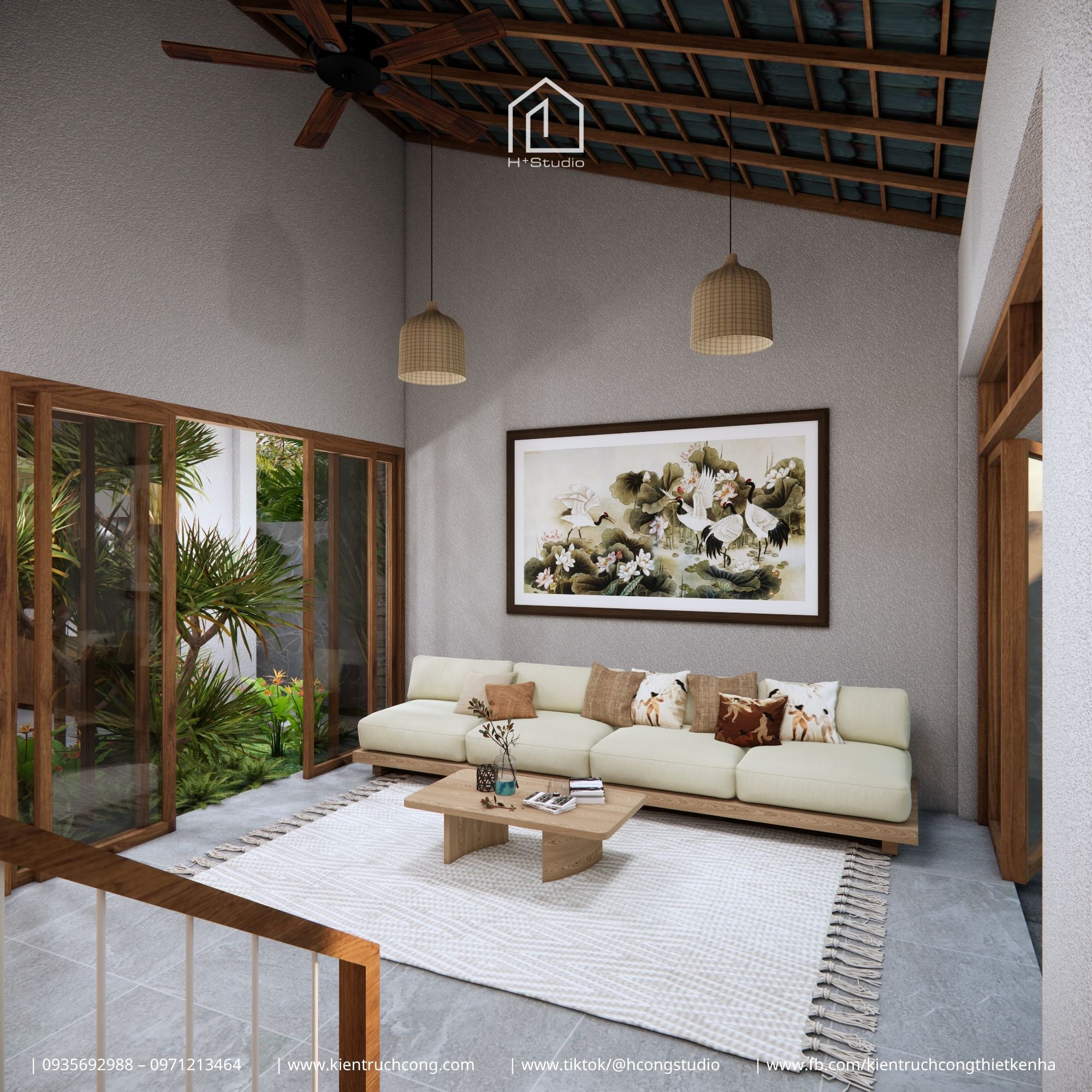 Nhà gác lửng 8x25m – không gian sống từ mộc mạc, cây xanh và ánh sáng - Hình ảnh 7