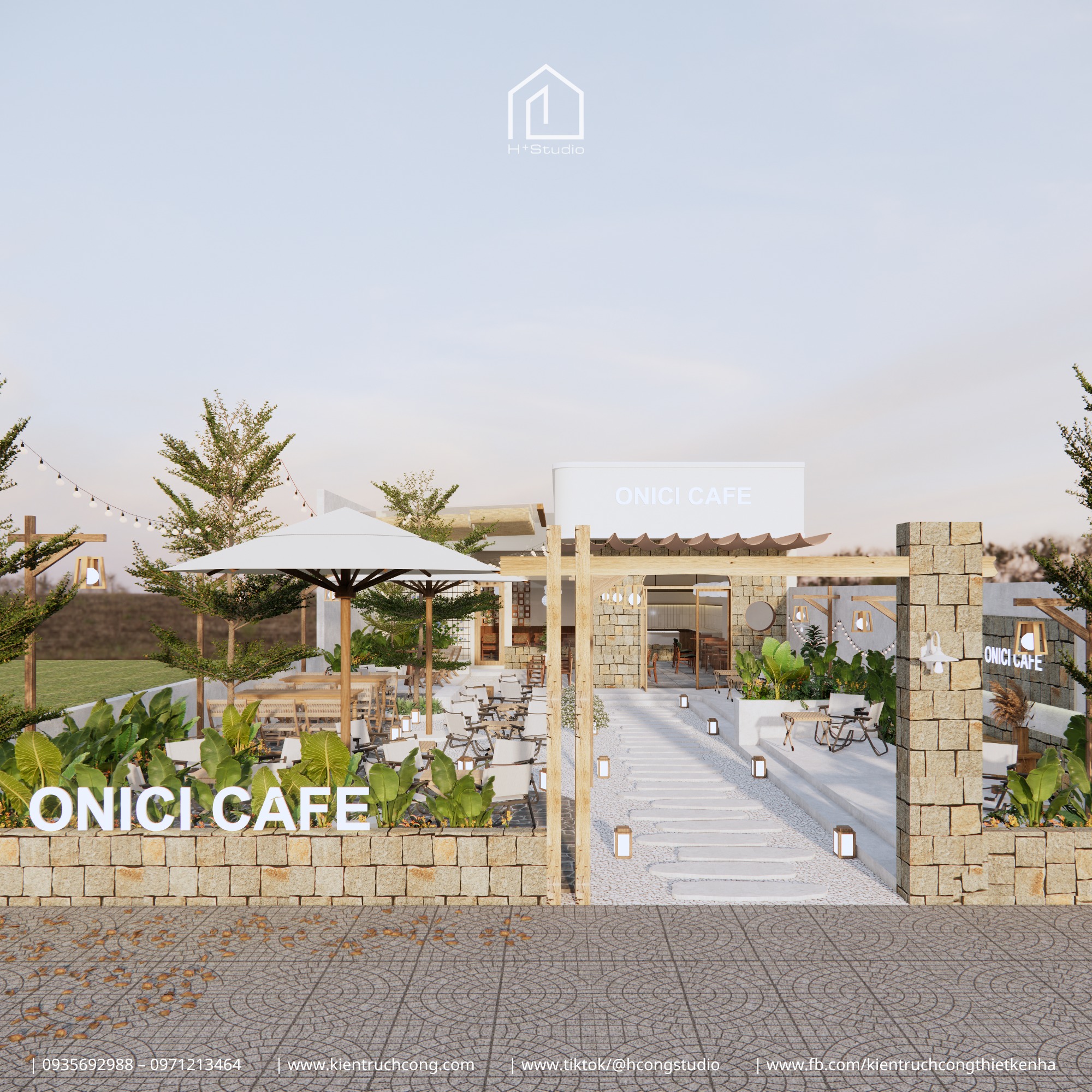 Quán cafe sân vườn tối giản với vật liệu tự nhiên - Hình ảnh 3