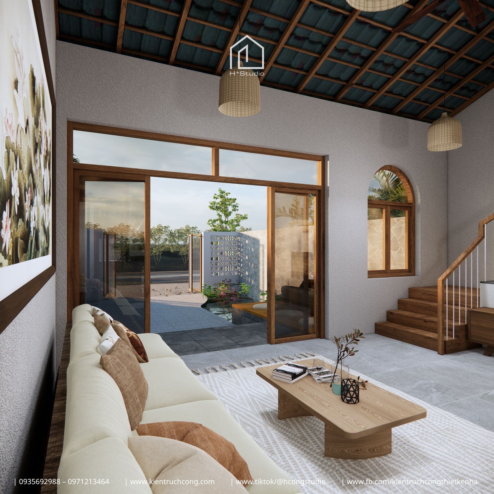 Nhà gác lửng 8x25m – không gian sống từ mộc mạc, cây xanh và ánh sáng - Hình ảnh 6