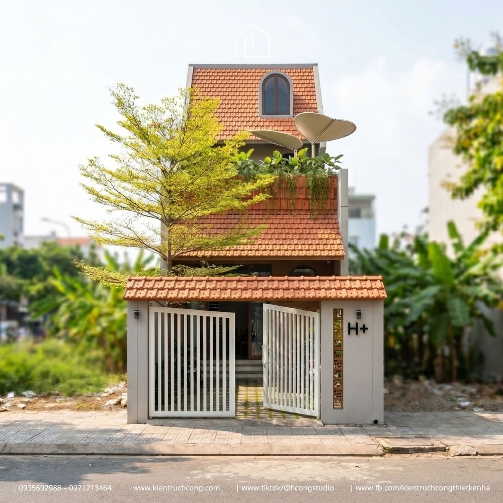Mẫu nhà gác lửng mái ngói hiện đại 5x23m với không gian nội thất đương đại tinh tế - Hình ảnh 2