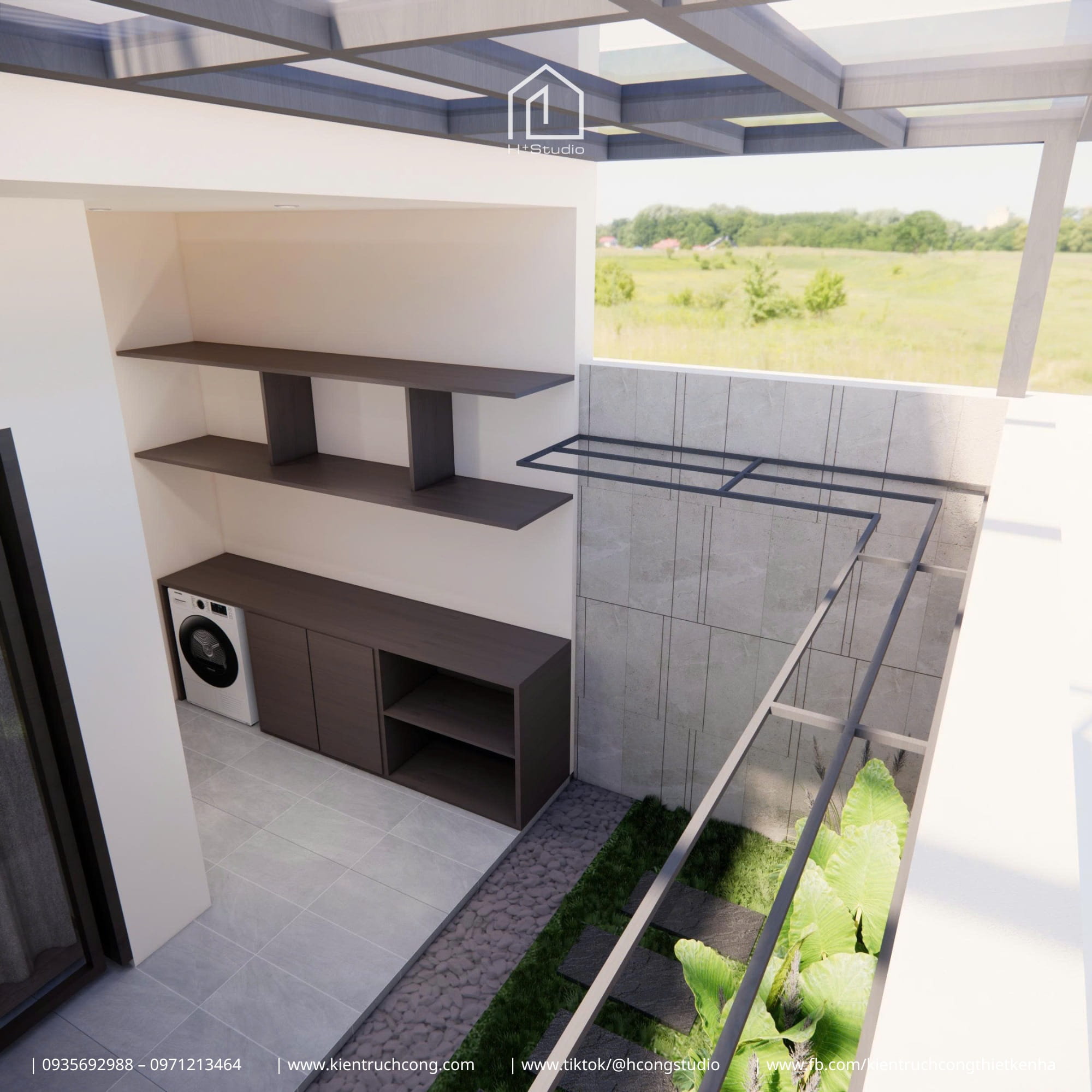 Nhà gác lửng 5x28m: Giải pháp thông tầng và giếng trời giúp giải phóng không gian - Hình ảnh 19