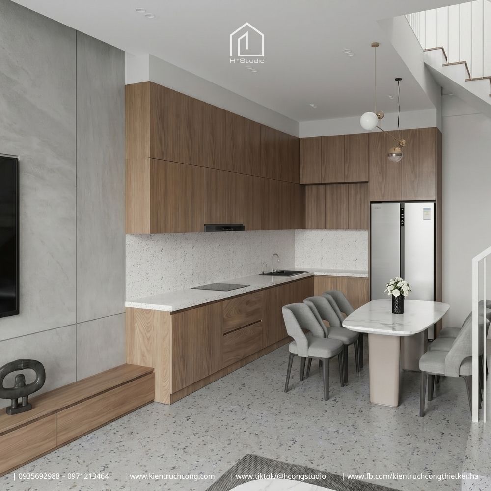 Mẫu nhà gác lửng mái ngói hiện đại 5x23m với không gian nội thất đương đại tinh tế - Hình ảnh 9