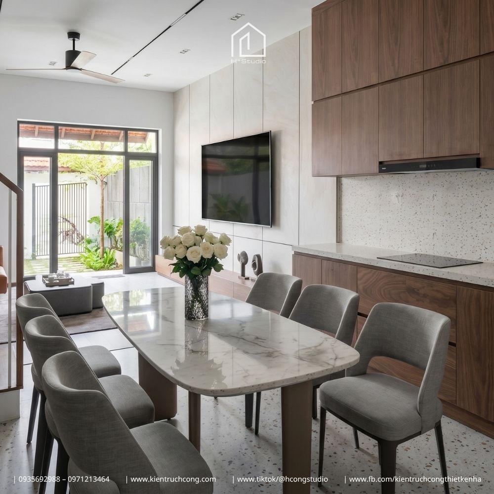 Mẫu nhà gác lửng mái ngói hiện đại 5x23m với không gian nội thất đương đại tinh tế - Hình ảnh 10