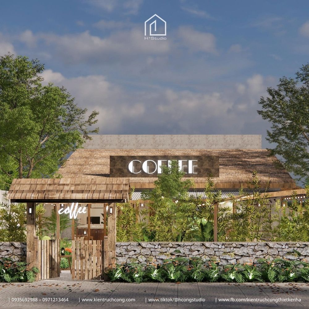 thiết kế quán cafe sân vườn