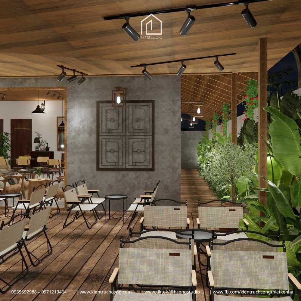 Thiết Kế Quán Cafe Sân Vườn Phong Cách Rustic: Chiêm Ngưỡng Hệ Mái Gỗ Độc Đáo - Hình ảnh 14