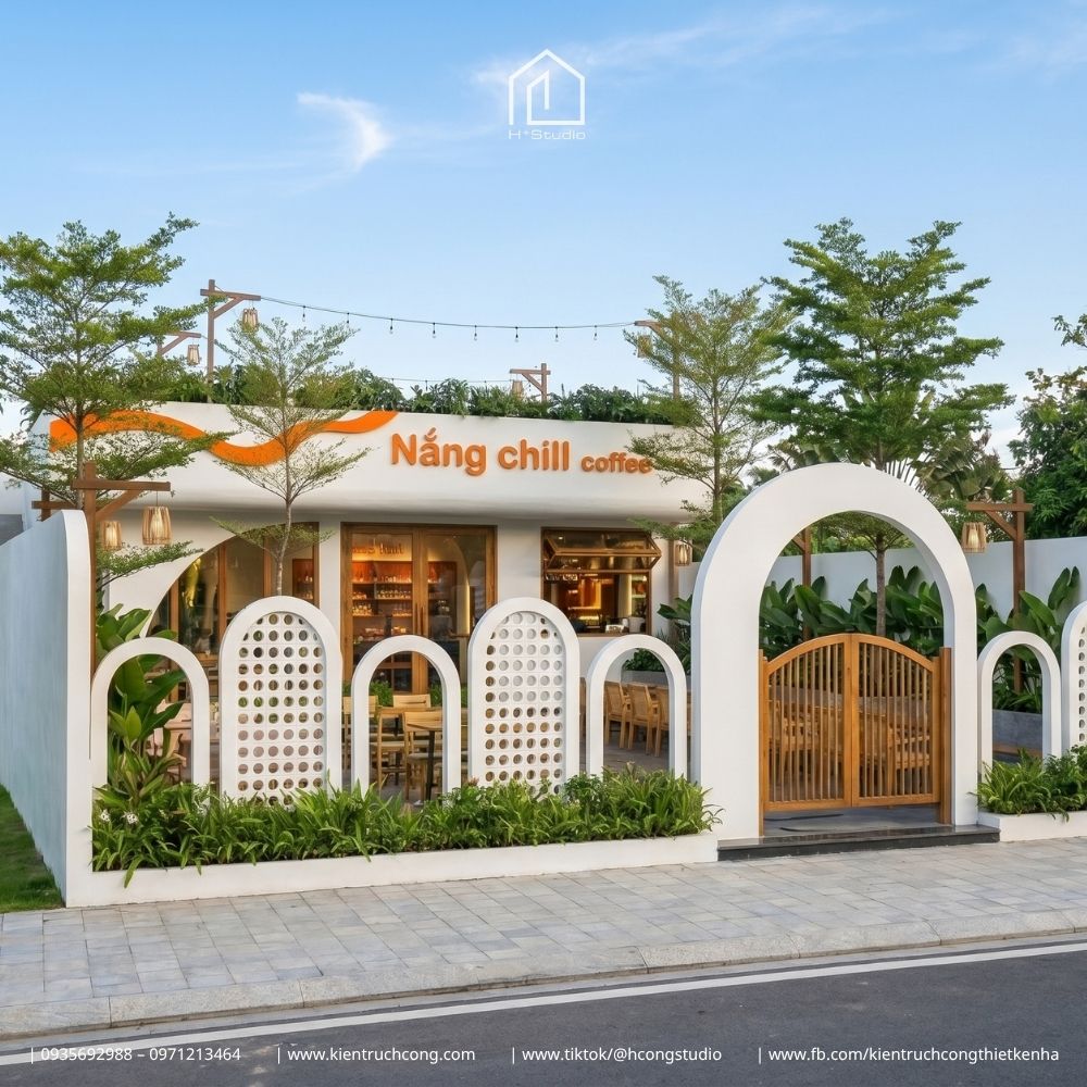Thiết kế quán cafe sân vườn phong cách Địa Trung Hải với không gian chill giữa phố - Hình ảnh 2