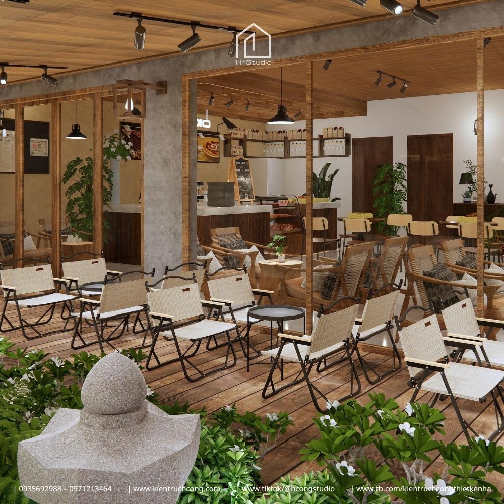 Thiết Kế Quán Cafe Sân Vườn Phong Cách Rustic: Chiêm Ngưỡng Hệ Mái Gỗ Độc Đáo - Hình ảnh 21