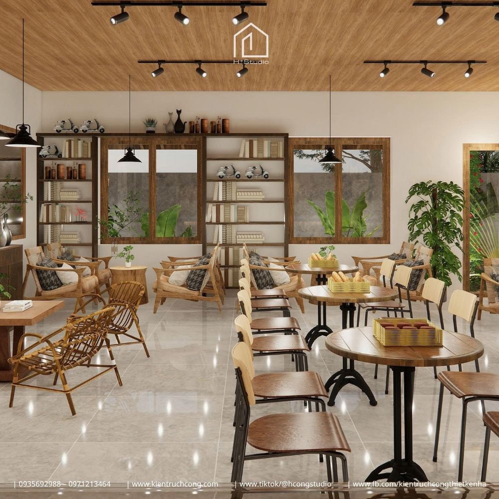 Thiết Kế Quán Cafe Sân Vườn Phong Cách Rustic: Chiêm Ngưỡng Hệ Mái Gỗ Độc Đáo - Hình ảnh 25