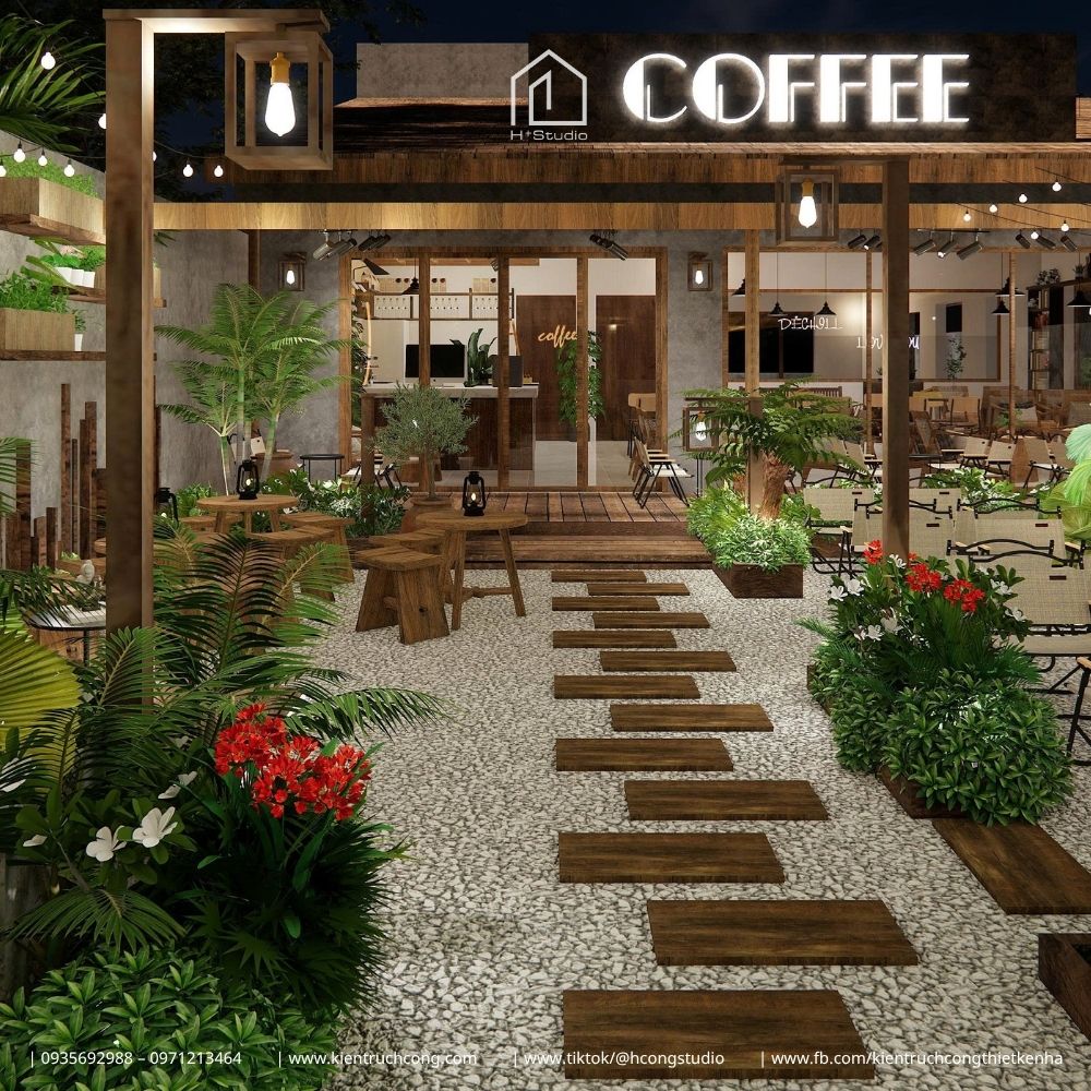 Thiết Kế Quán Cafe Sân Vườn Phong Cách Rustic: Chiêm Ngưỡng Hệ Mái Gỗ Độc Đáo - Hình ảnh 5