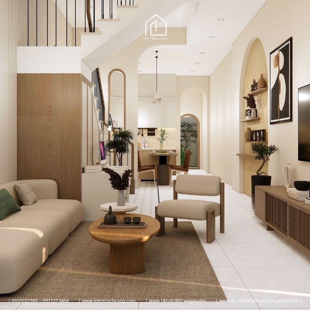 Nhà phố 2 tầng 4x18m phong cách Japandi: Không gian sống tối giản và ngập tràn ánh sáng - Hình ảnh 6
