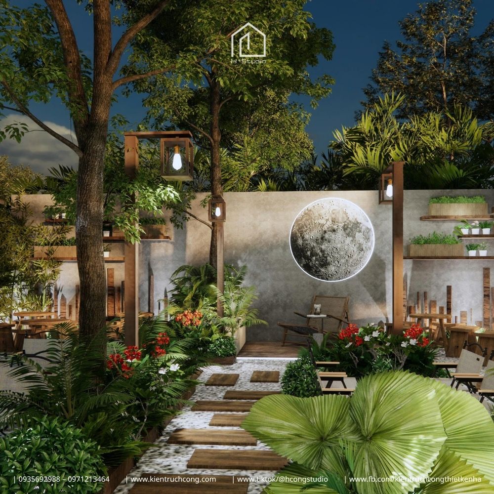 Thiết Kế Quán Cafe Sân Vườn Phong Cách Rustic: Chiêm Ngưỡng Hệ Mái Gỗ Độc Đáo - Hình ảnh 6