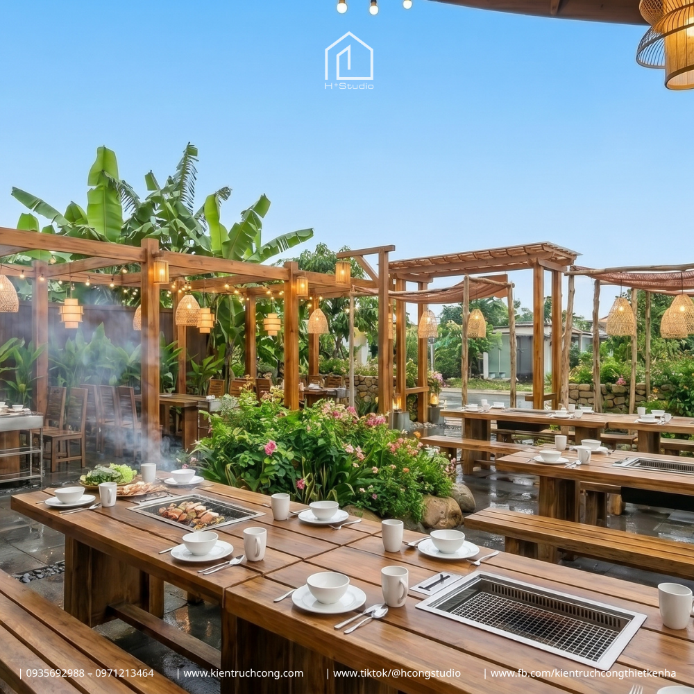 Thiết Kế Lẩu Nướng Sân Vườn Ember – Mô Hình F&B Mang Đậm Chất Rustic Tropical - Hình ảnh 7