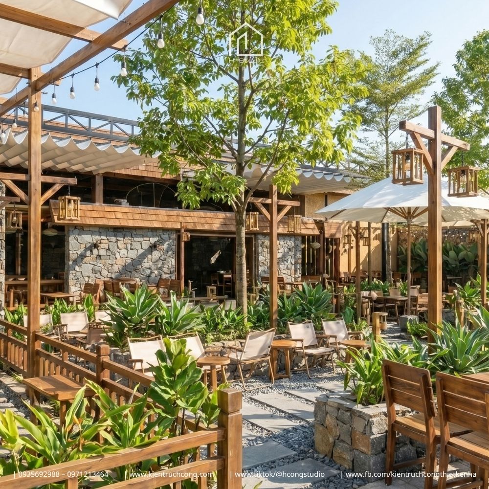 Thiết Kế Quán Cafe Sân Vườn Đẹp Theo Phong Cách Rustic Đầy Thư Giãn - Hình ảnh 8