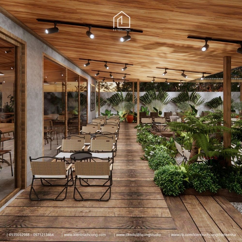 Thiết Kế Quán Cafe Sân Vườn Phong Cách Rustic: Chiêm Ngưỡng Hệ Mái Gỗ Độc Đáo - Hình ảnh 9