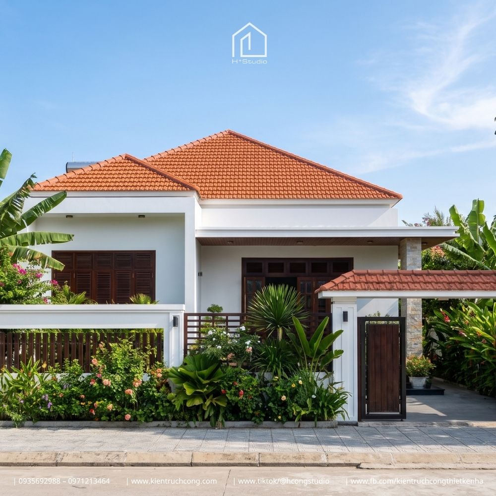 Mẫu nhà cấp 4 sân vườn phong cách Á Đông hiện đại - Hình ảnh 2