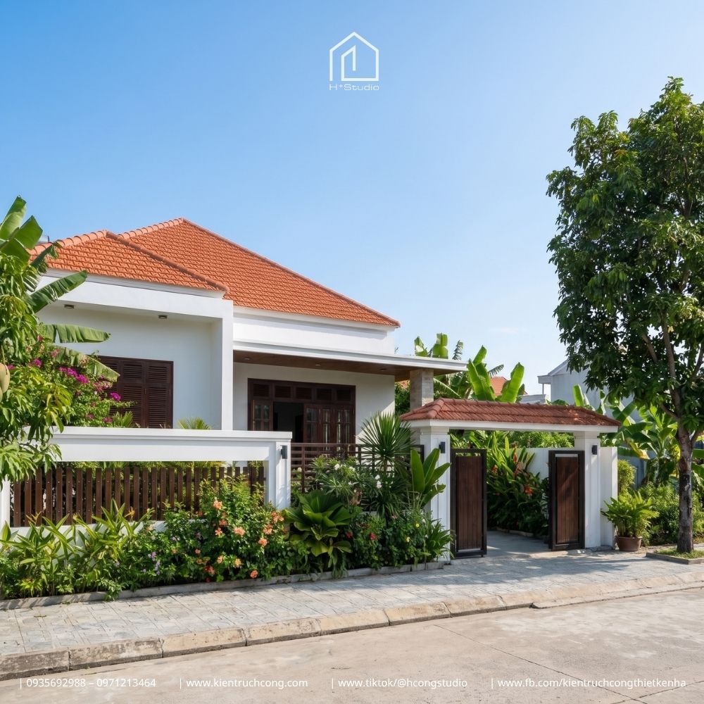 Mẫu nhà cấp 4 sân vườn phong cách Á Đông hiện đại - Hình ảnh 3