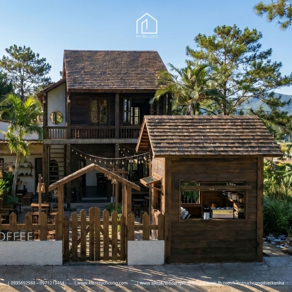 Thiết Kế Quán Cafe Sân Vườn GO Coffee – Không Gian Cafe Gỗ Đậm Chất Retreat - Hình ảnh 2