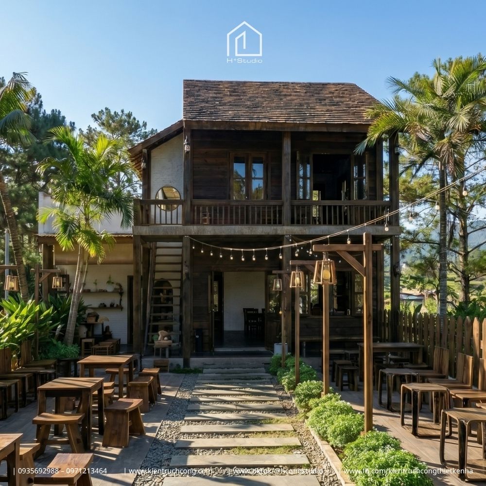 Thiết Kế Quán Cafe Sân Vườn GO Coffee – Không Gian Cafe Gỗ Đậm Chất Retreat - Hình ảnh 3