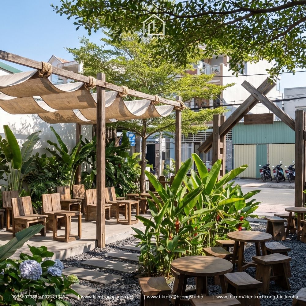 Thiết Kế Quán Cafe Sân Vườn BIN Coffee – Tối Ưu Không Gian 7x20M, Nâng Tầm Trải Nghiệm Khách Hàng - Hình ảnh 5