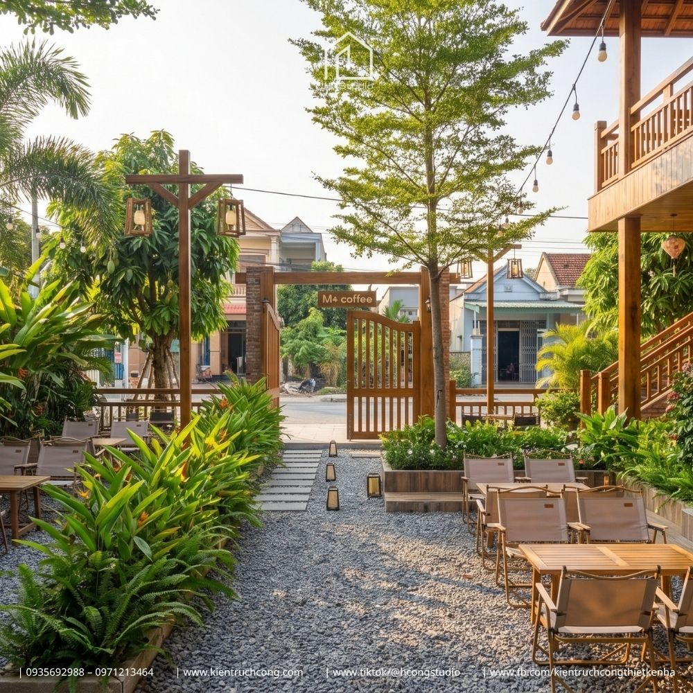 Mẫu thiết kế quán cafe sân vườn phong cách Rustic ấn tượng - Hình ảnh 6