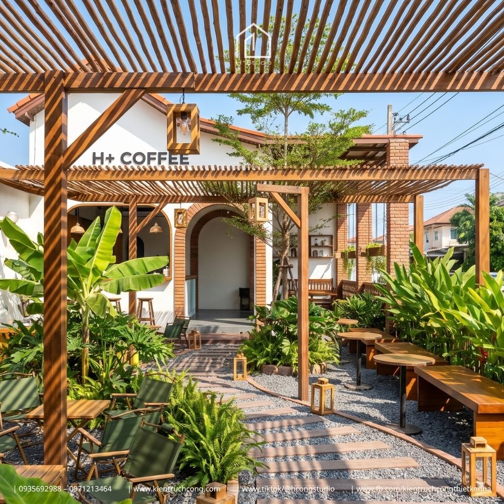 Thiết Kế Quán Cafe Sân Vườn CLOU Coffee – Không Gian Mở 8,5x20M - Hình ảnh 9