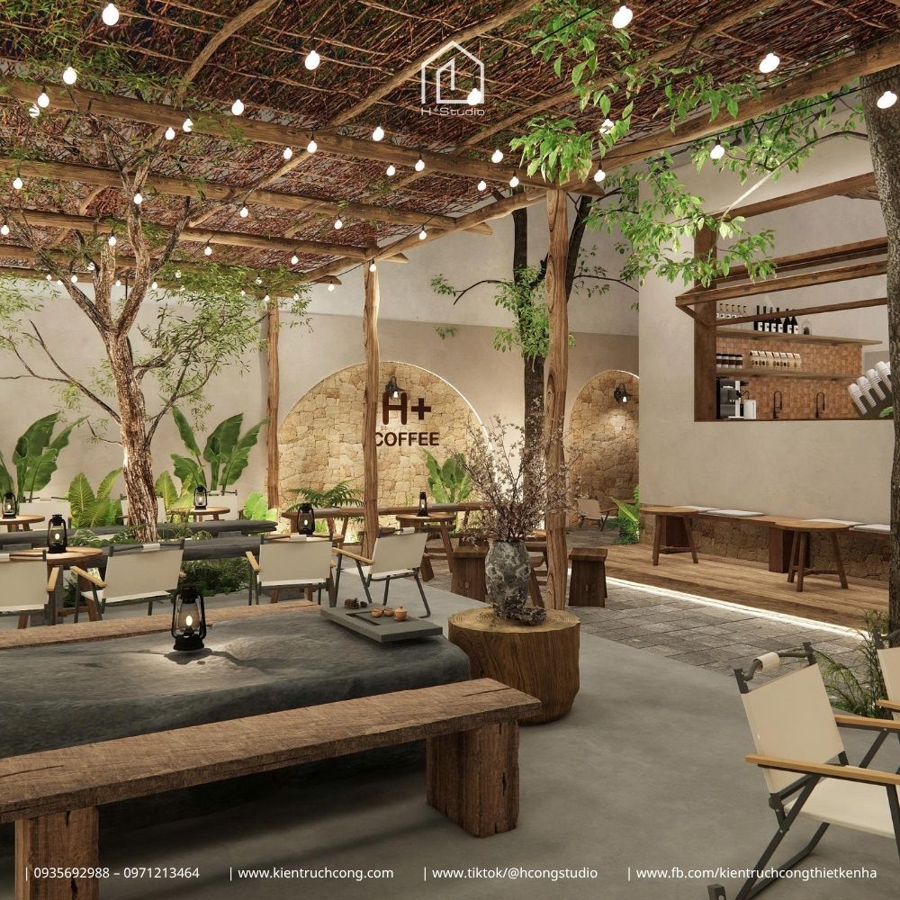 Thiết Kế Quán Cafe Sân Vườn La Cà Coffee – Không Gian Mộc Đương Đại Giữa Khu Vườn Nhiệt Đới - Hình ảnh 8