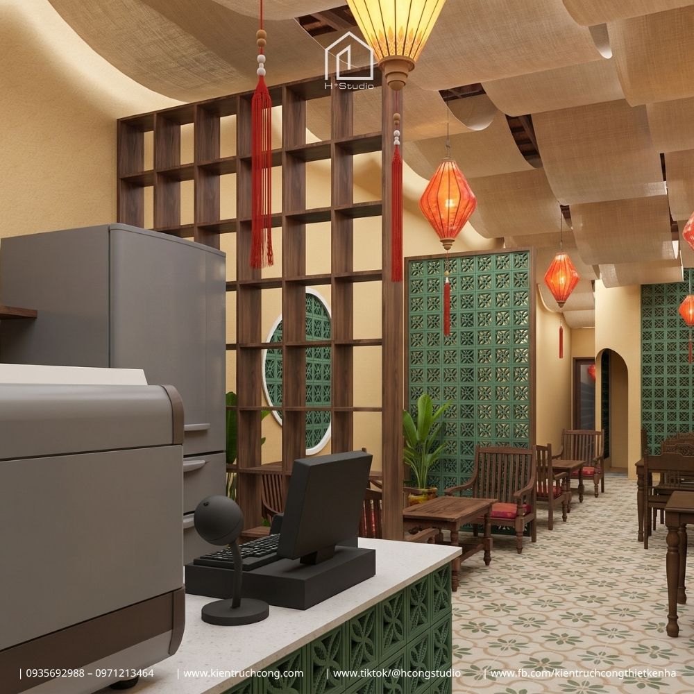 Thiết kế quán cafe phong cách Hội An: Tái hiện vẻ đẹp phố cổ tại Hạ Coffee - Hình ảnh 7