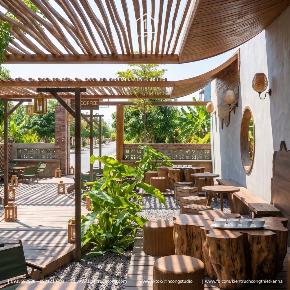 Thiết Kế Quán Cafe Sân Vườn CLOU Coffee – Không Gian Mở 8,5x20M - Hình ảnh 8