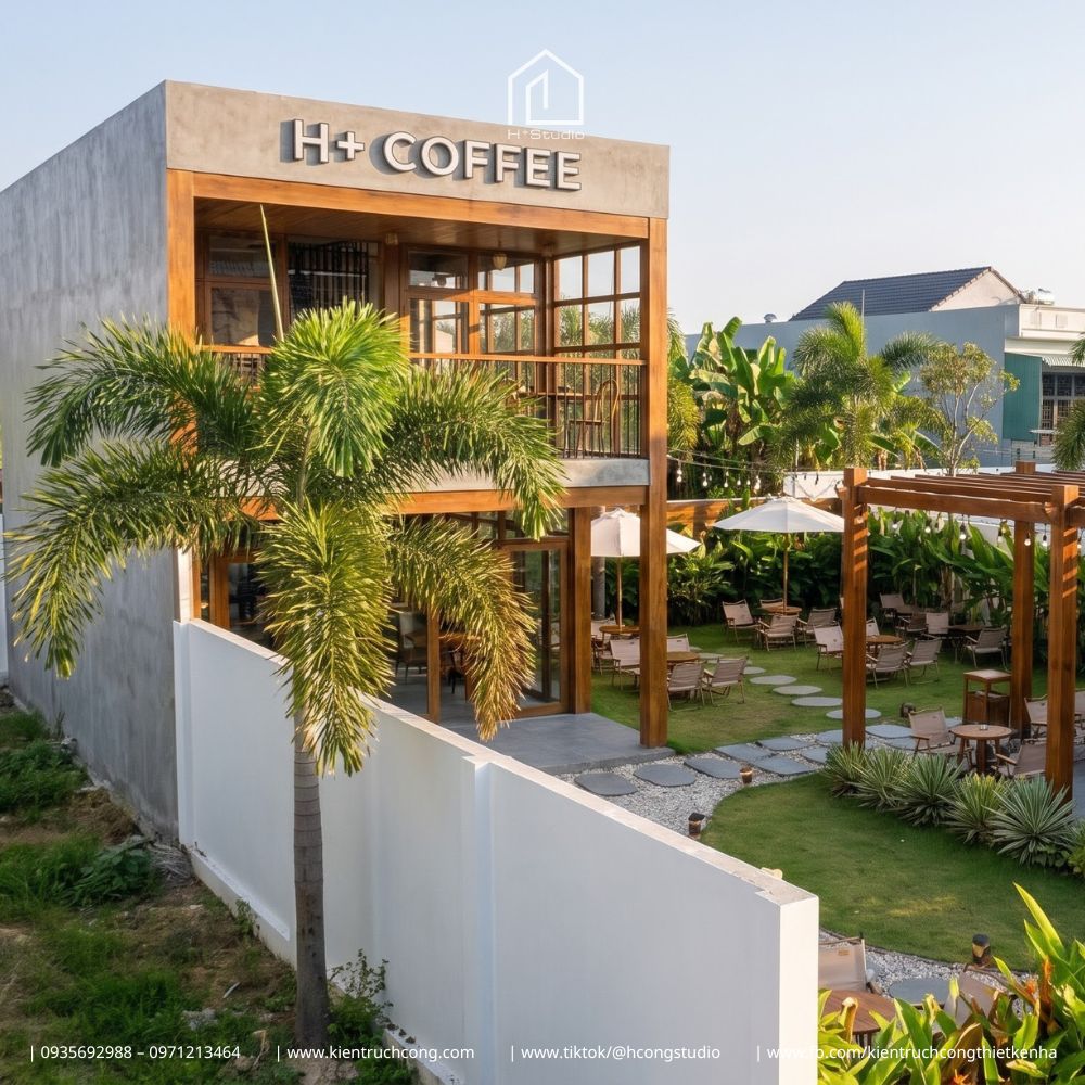 Thiết Kế Quán Cafe Sân Vườn DIRA Coffee – Tạo Dấu Ấn Từ Pergola Gỗ Và Cây Xanh - Hình ảnh 10