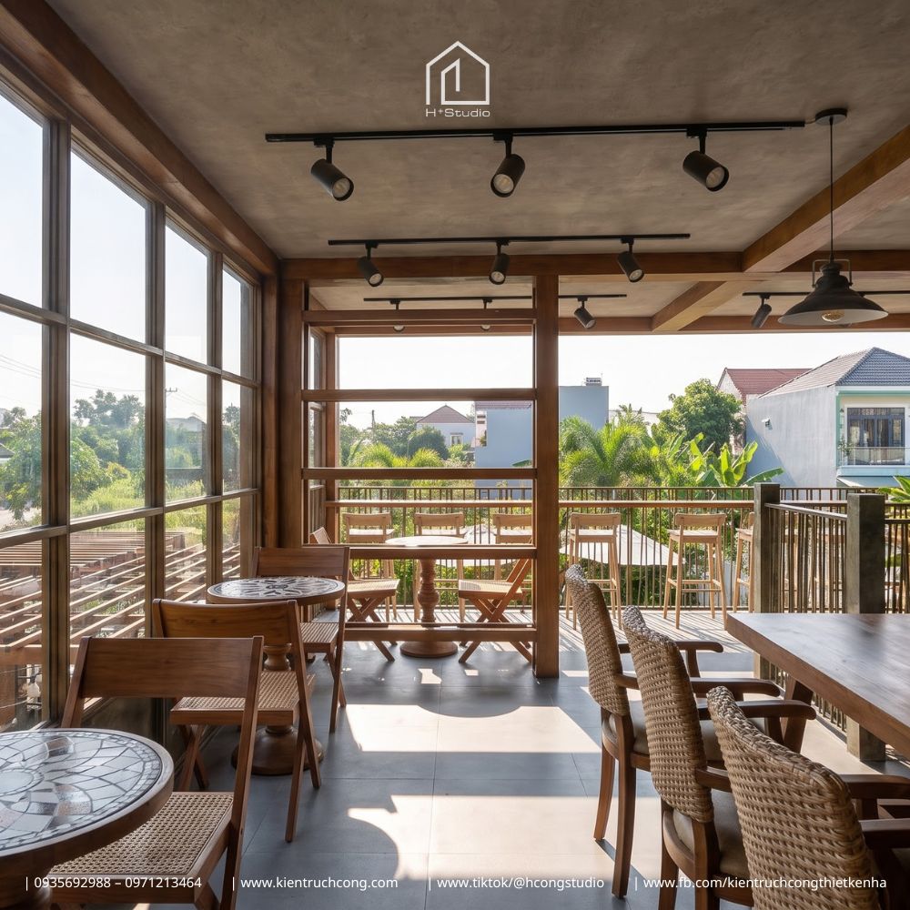 Thiết Kế Quán Cafe Sân Vườn DIRA Coffee – Tạo Dấu Ấn Từ Pergola Gỗ Và Cây Xanh - Hình ảnh 12