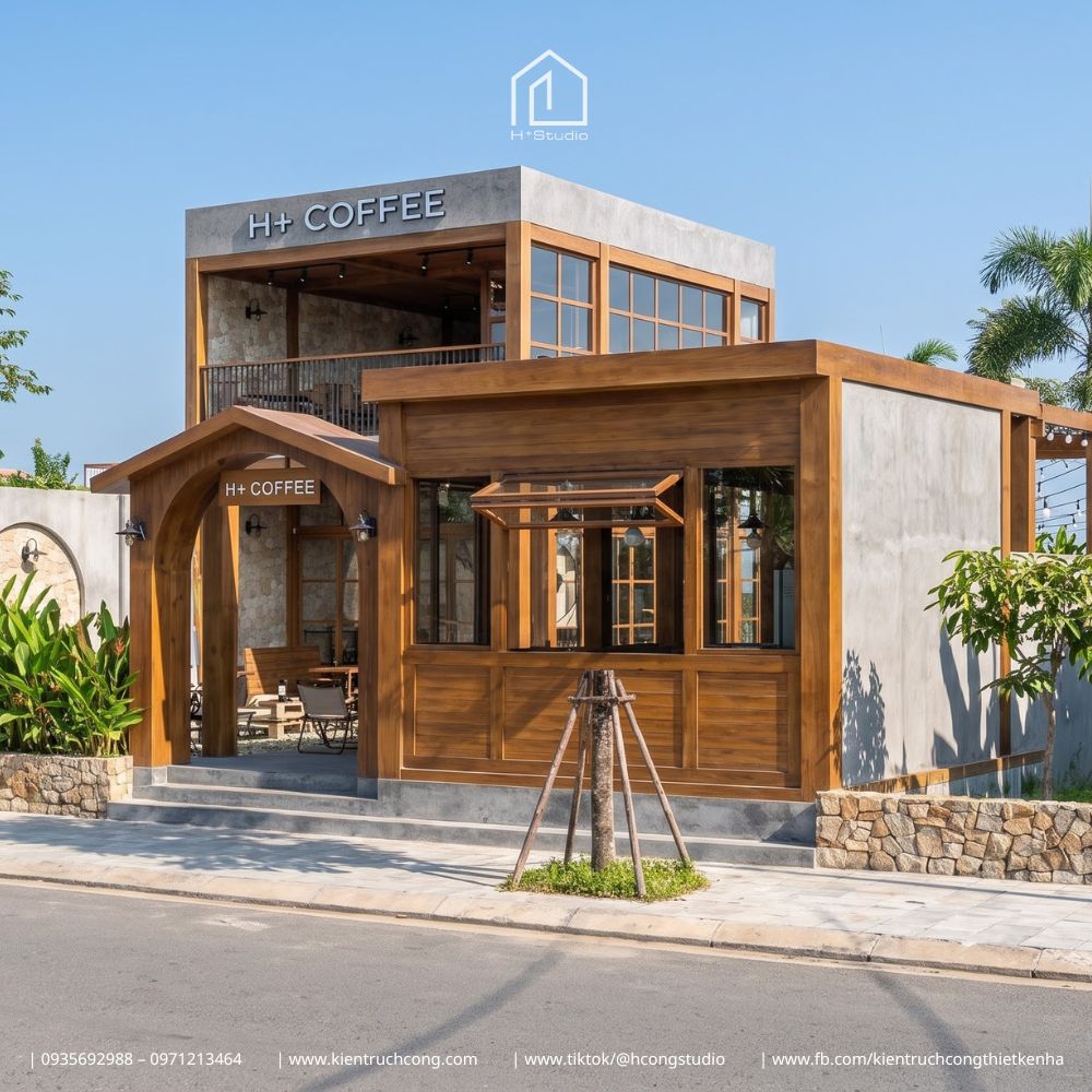 Thiết Kế Quán Cafe Sân Vườn DIRA Coffee – Tạo Dấu Ấn Từ Pergola Gỗ Và Cây Xanh - Hình ảnh 4