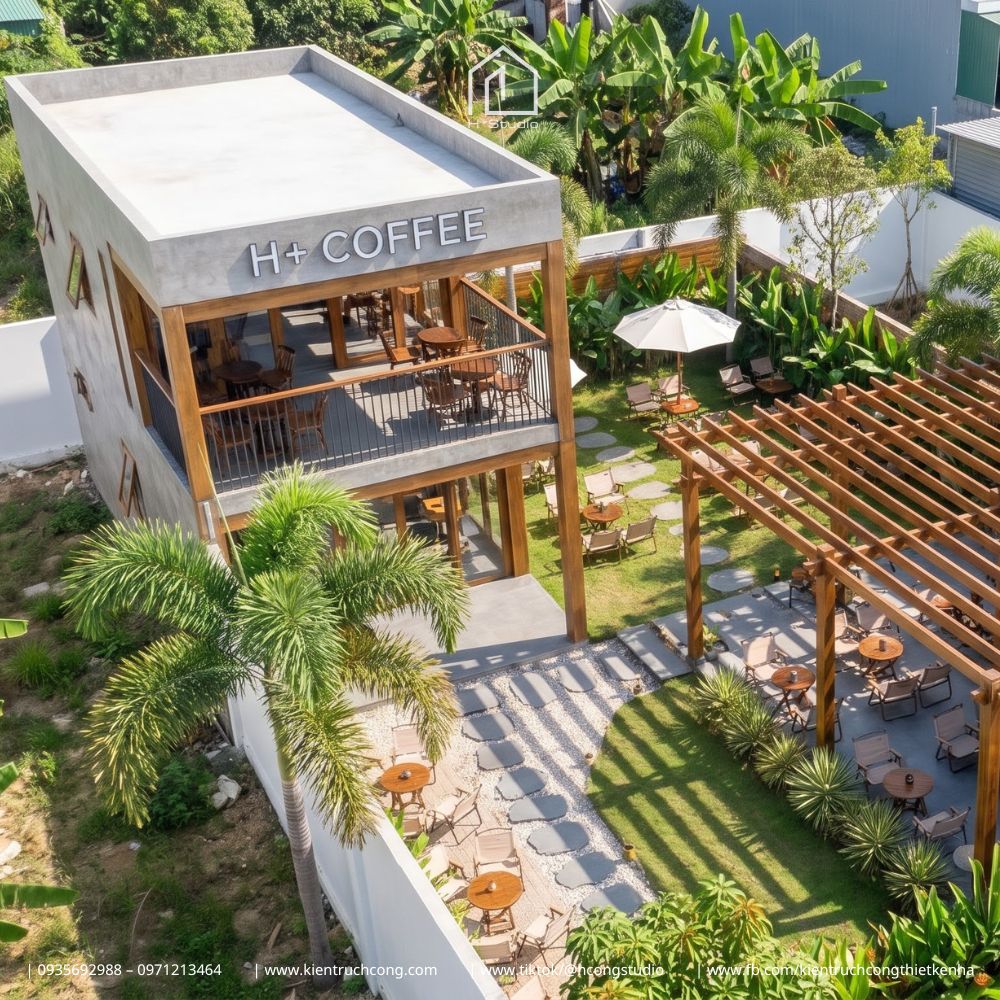 Thiết Kế Quán Cafe Sân Vườn DIRA Coffee – Tạo Dấu Ấn Từ Pergola Gỗ Và Cây Xanh - Hình ảnh 7