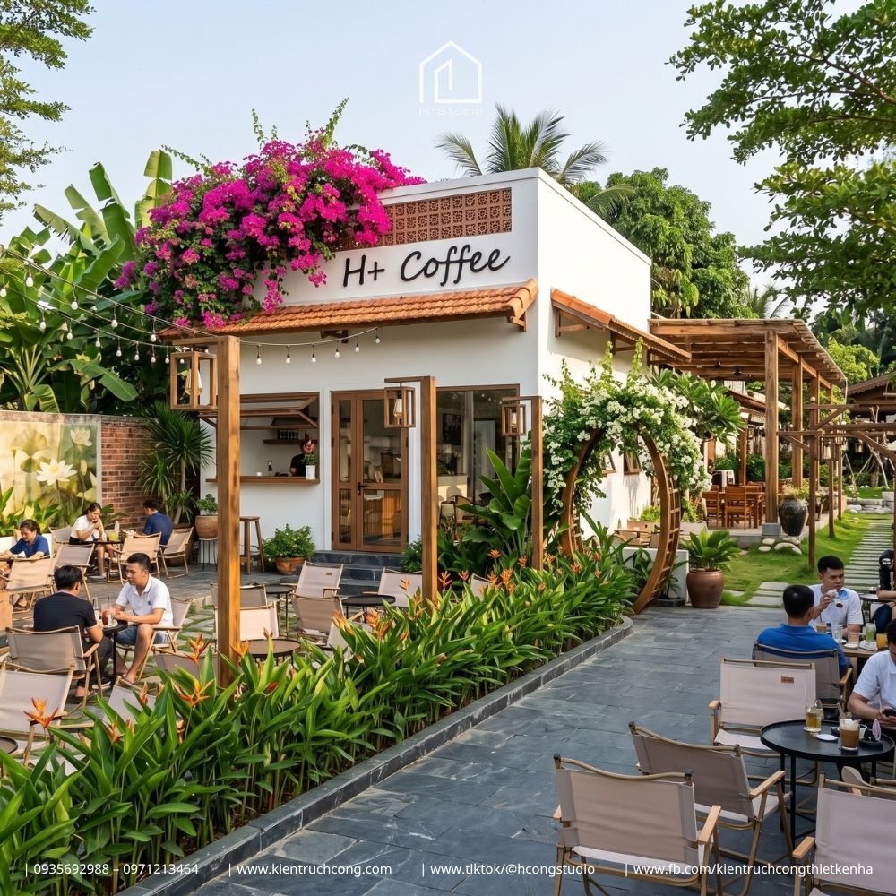 Thiết Kế Quán Cafe Sân Vườn CỎ Coffee – Hồ Cá Koi, Cầu Gỗ Và Không Gian Chill Ngoài Trời - Hình ảnh 9