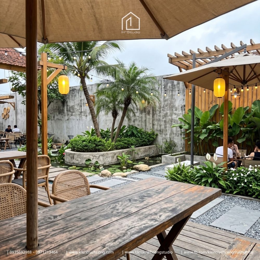 Thiết Kế Quán Cafe Sân Vườn Z Coffee – Kiến Trúc Địa Trung Hải Kết Hợp Hồ Cá Koi Và Không Gian Bán Mở - Hình ảnh 7