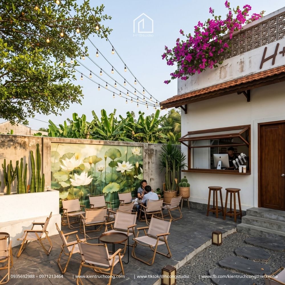 Thiết Kế Quán Cafe Sân Vườn CỎ Coffee – Hồ Cá Koi, Cầu Gỗ Và Không Gian Chill Ngoài Trời - Hình ảnh 6