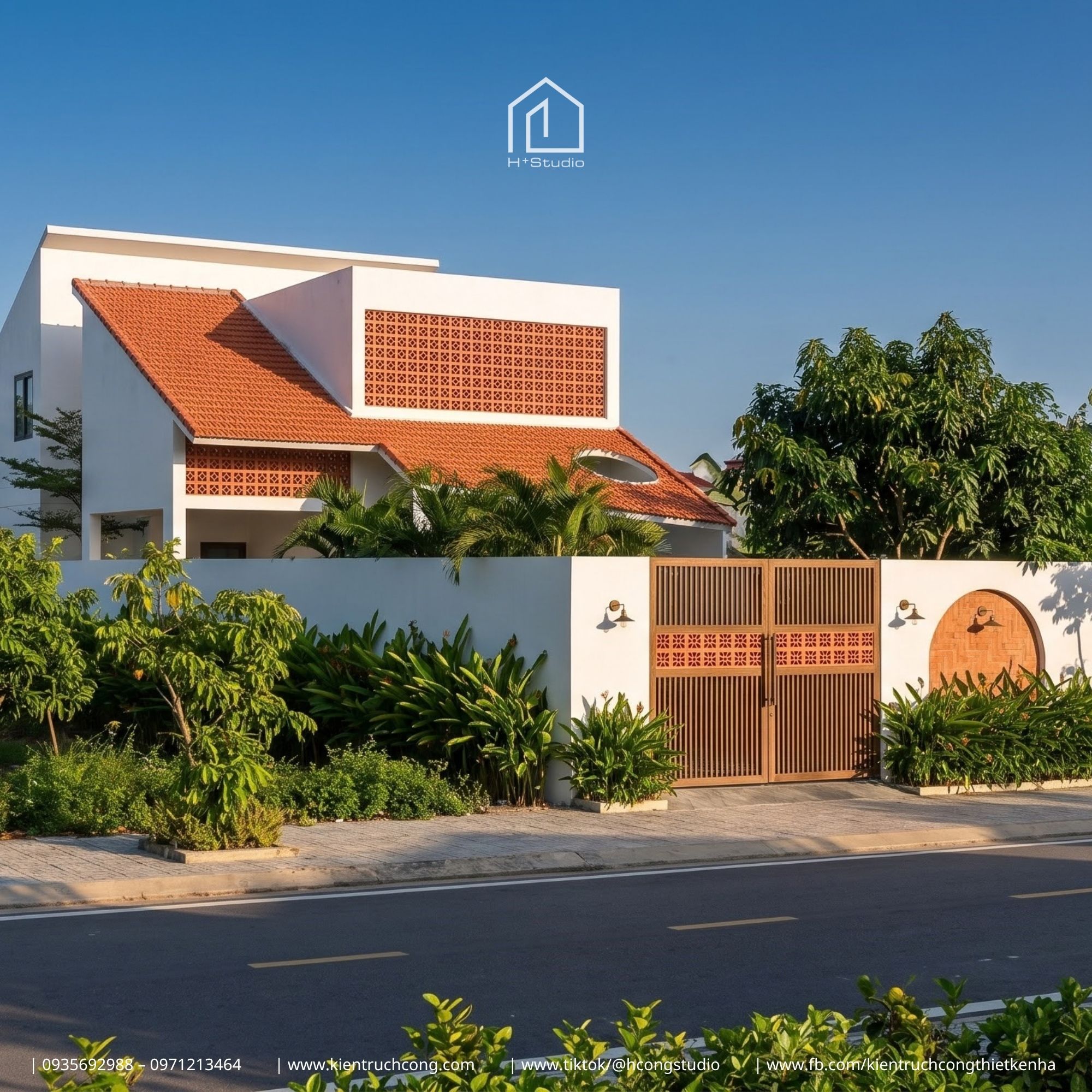 Nhà gác lửng 7x24m với kiến trúc mái ngói hiện đại và khoảng thông tầng đầy điểm nhấn - Hình ảnh 3