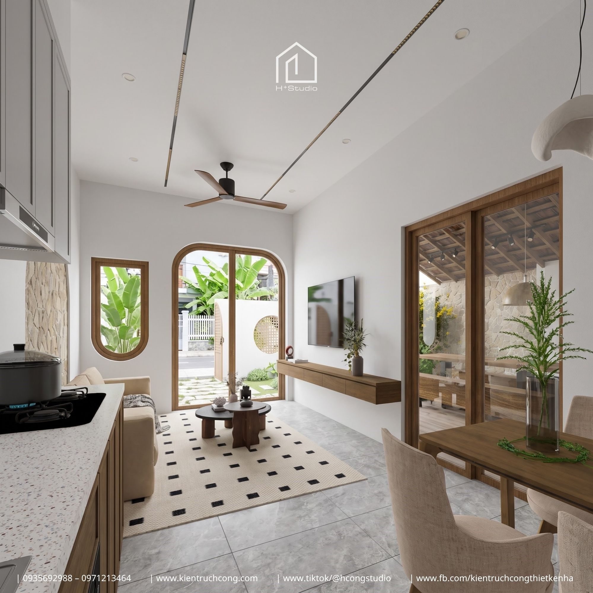 Nhà 2 tầng sân vườn nơi mái dốc, đường cong và vật liệu mộc tạo nên một không gian sống rất riêng - Hình ảnh 11