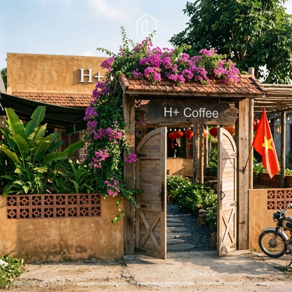 Thiết Kế Quán Cafe Sân Vườn LIN CF – Phong Cách Mộc Mạc, Không Gian Xanh Và Ánh Sáng Ấm Cúng - Hình ảnh 4
