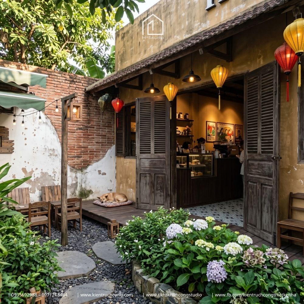 Thiết Kế Quán Cafe Sân Vườn LIN CF – Phong Cách Mộc Mạc, Không Gian Xanh Và Ánh Sáng Ấm Cúng - Hình ảnh 6
